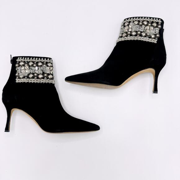 Manolo Blahnik Suede Embellished Boot in Black (Size 40) - Picture 9 of 11